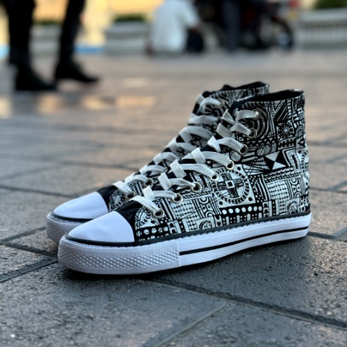 All Star Black White Custom Converse