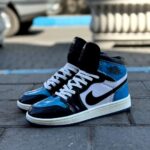 نایک ایرجردن 1 آبی مشکی ساقدار ورنی(Unc toe)